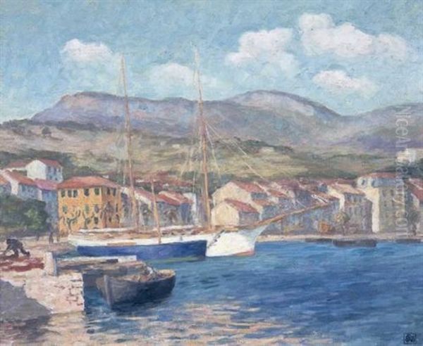 Le Mouillage Abrite, Port Vendres (sheltered Anchorage) Oil Painting by Rupert Charles Bunny