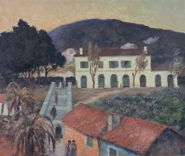 Railway Station At Bandol Oil Painting by Rupert Charles Bunny