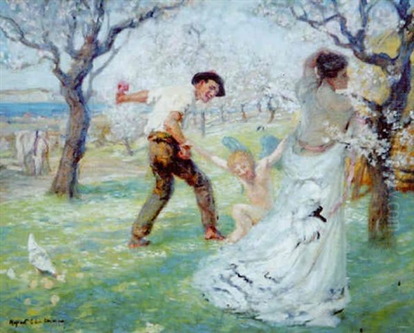 Campesinos Y Cupido Oil Painting by Rupert Charles Bunny