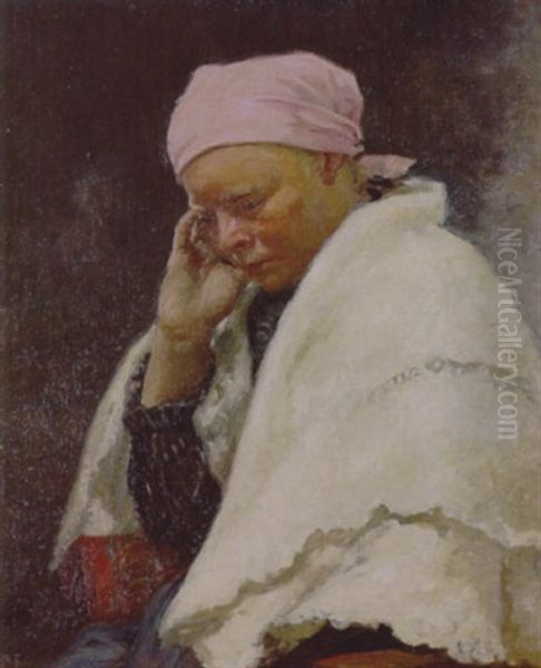 Lady With Shawl Oil Painting by Rupert Charles Bunny