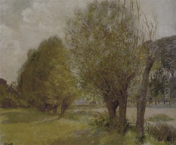 Pollard Willows Oil Painting by Rupert Charles Bunny