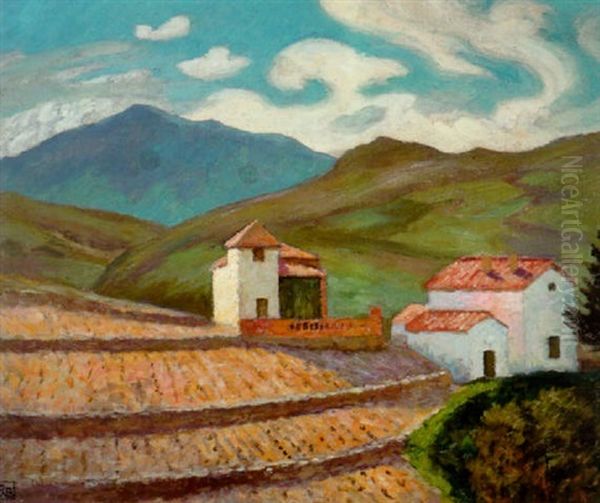 Vintners' Cottages At Vendres Oil Painting by Rupert Charles Bunny