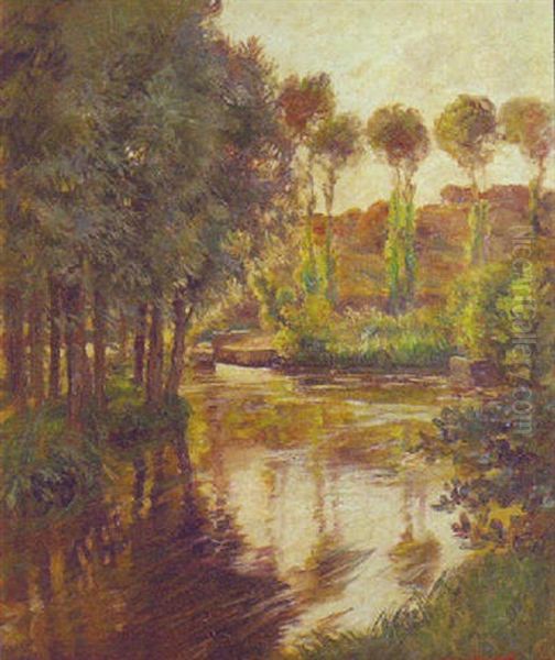 A Tranquil River Oil Painting by Rupert Charles Bunny