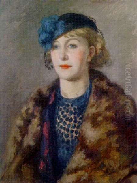 Portrait Of A Young Woman Oil Painting by Rupert Charles Bunny