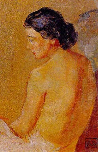 Nude In Profile Oil Painting by Rupert Charles Bunny