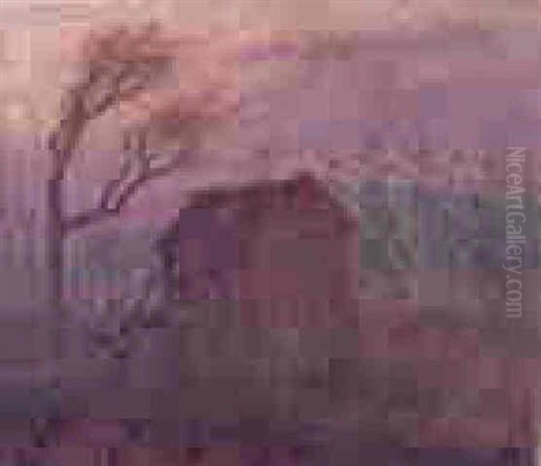 The Red House, Le Lavandou Oil Painting by Rupert Charles Bunny