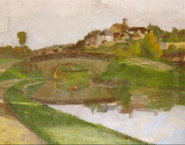 A French River Landscape Oil Painting by Rupert Charles Bunny