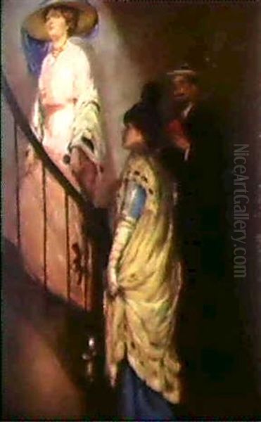 The Meeting On The Stairs Oil Painting by Rupert Charles Bunny