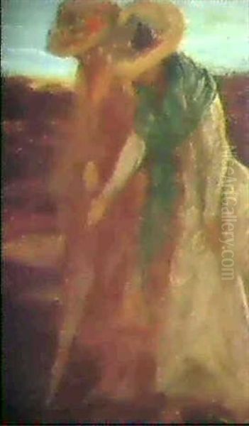 Two Women With Parasol Oil Painting by Rupert Charles Bunny