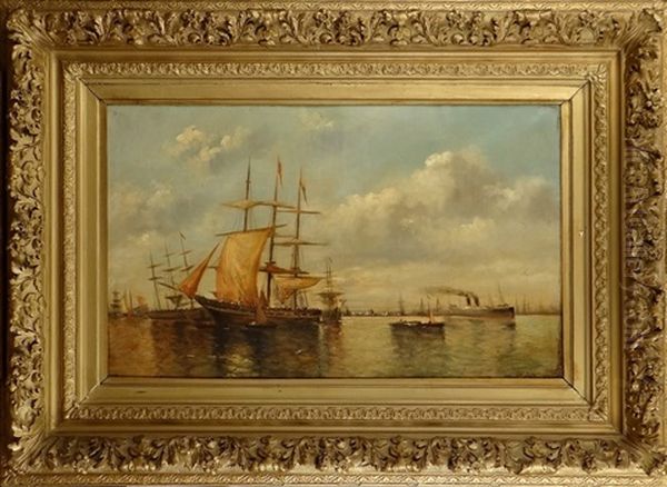 Les Bateaux Oil Painting by Louis de Burbure