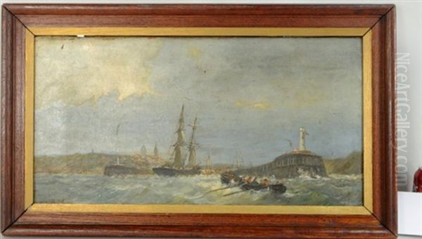 Marine Scene Oil Painting by Louis de Burbure