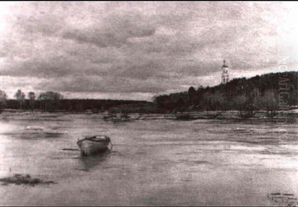 Winterliche Seelandschaft Oil Painting by Fjodor Karlowitsch Burchardt