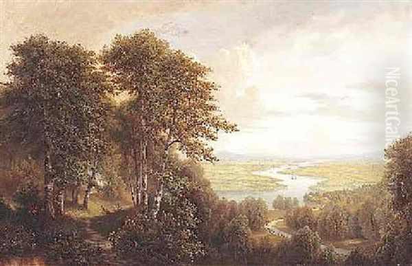 Blick Ins Sommerliche Donautal Oil Painting by Josef Burgaritzky