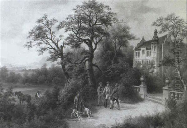 Aufbruch Zur Jagd Oil Painting by Josef Burgaritzky