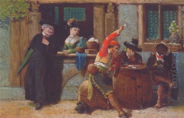 A Game Of Cards Oil Painting by John Bagnold Burgess