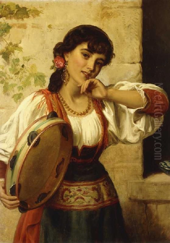A Neapolitan Dancer Oil Painting by John Bagnold Burgess