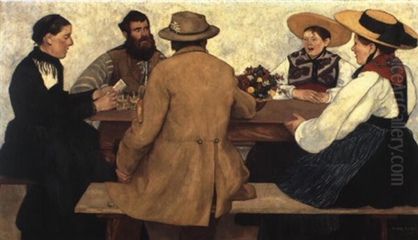 Am Stammtisch (oh Mein Heimatland) Oil Painting by Max-Alfred Buri