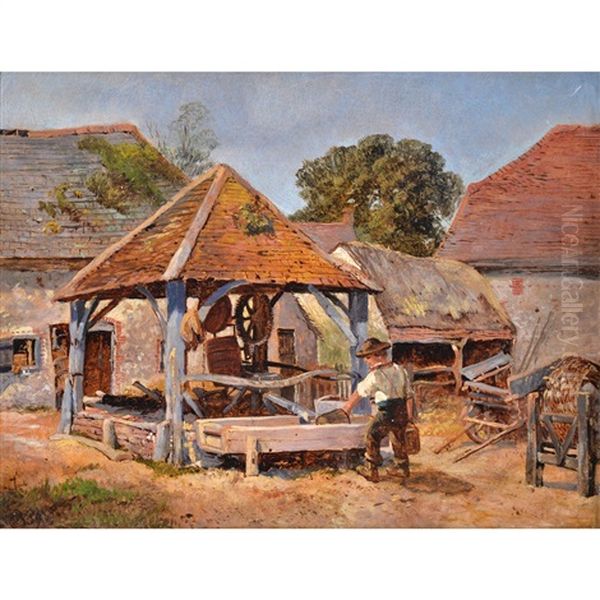 Collecting Water; Passing The Time Of Day Oil Painting by Augustus Nicolas Burke