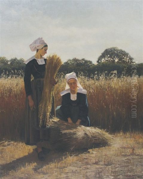 Breton Reapers Oil Painting by Augustus Nicolas Burke