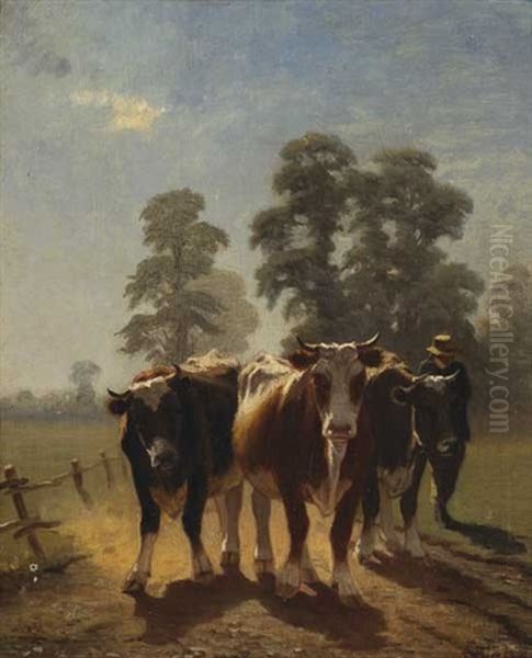 Cattle Driver Oil Painting by Augustus Nicolas Burke