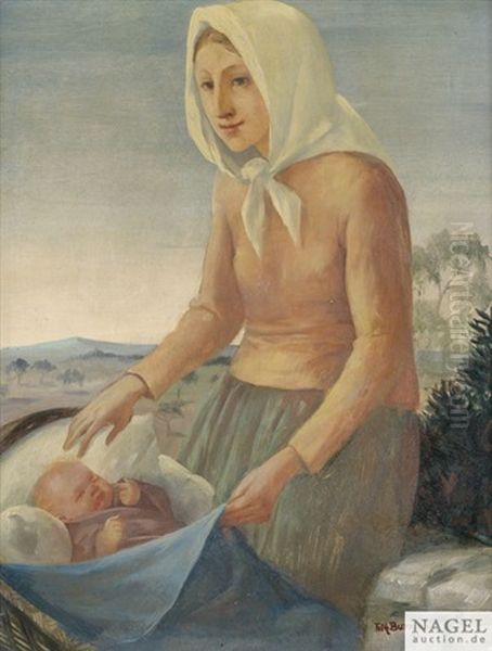 Mutter Mit Kind Oil Painting by Fritz Burmann