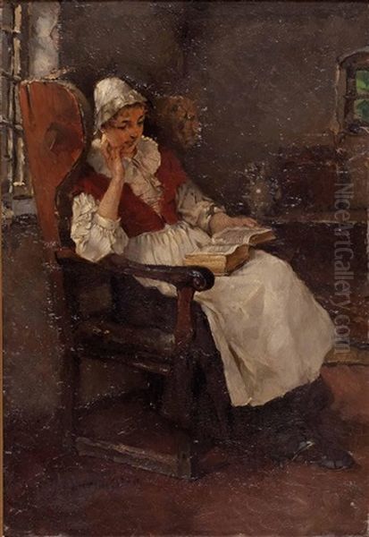 Lesende - Sonntag-nachmittag Oil Painting by Paul Burmeister