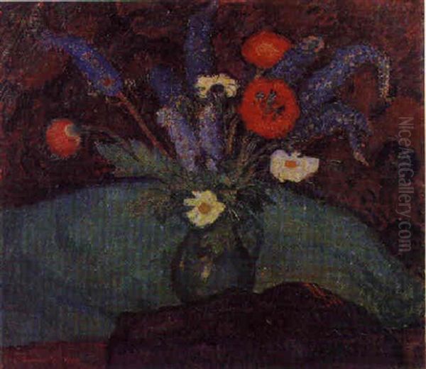 Rittersporn Und Mohne Oil Painting by Georg Burmester