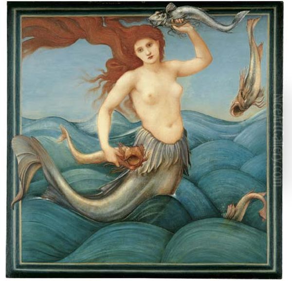 A Sea-nymph Oil Painting by Edward Burne-Jones