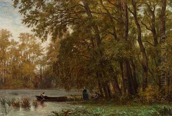 Ausflugsgesellschaft Am Ufer Oil Painting by Karl Peter Burnitz