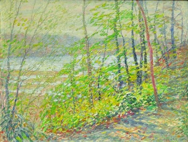 Woods By The Connecticut River Oil Painting by George B. Burr