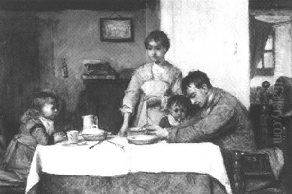 Grace Before Meal Oil Painting by John Burr