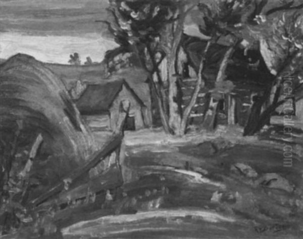 Old Log House Oil Painting by Burton, Richard Francis