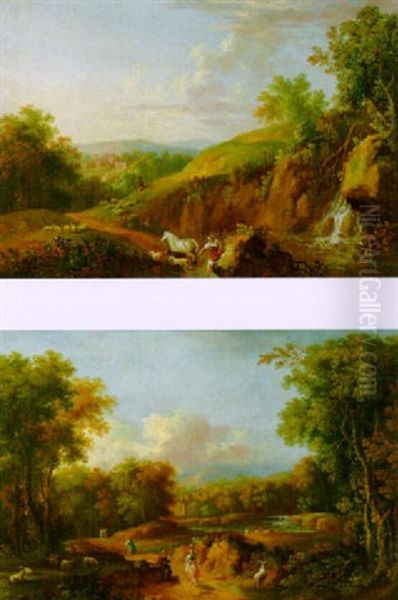 Ideallandschaft Mit Tieren Und Figuren Oil Painting by Giovanni Battista Busiri