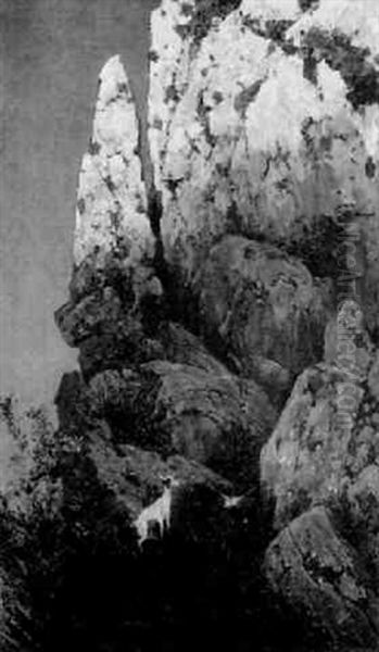 Bergziegen In Den Dolomiten Oil Painting by Hans Busse