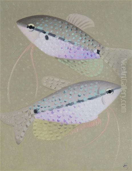 Poissons Guranis (e. Indies) Oil Painting by Simon Albert Bussy