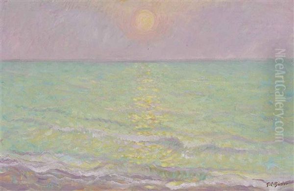 Sunset At Veules-les-roses, Seine-mar Oil Painting by Theodore Earl Butler