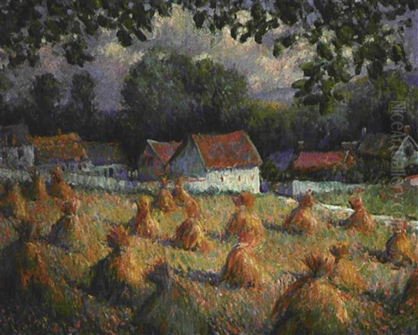 Fenaison A Giverny Oil Painting by Theodore Earl Butler