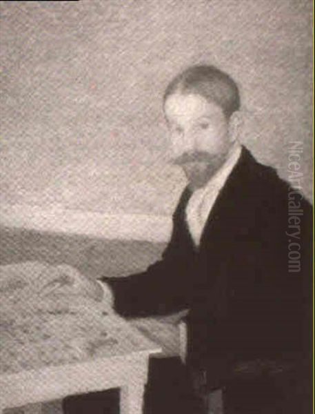 Portrait Of The Artist Willim Howard Hart, Giverny Oil Painting by Theodore Earl Butler