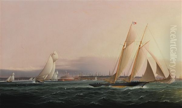 New York From The Bay Oil Painting by James Edward Buttersworth