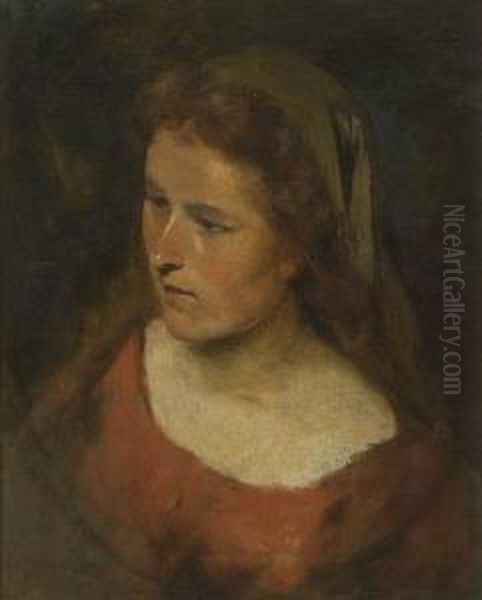 Bildnis Einer Jungen Frau Mit Schleier. Oil Painting by Theodor Alt