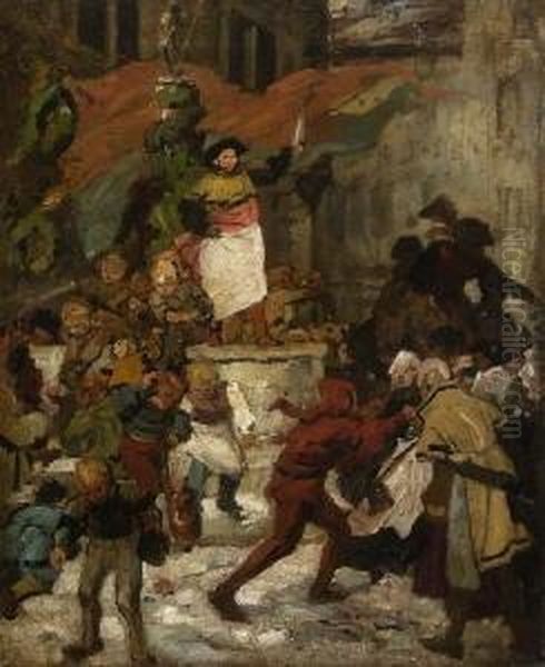 Der Metzgersprung In Munchen Oil Painting by Theodor Alt