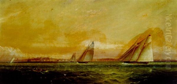 Shipping Off Shore Oil Painting by James Edward Buttersworth