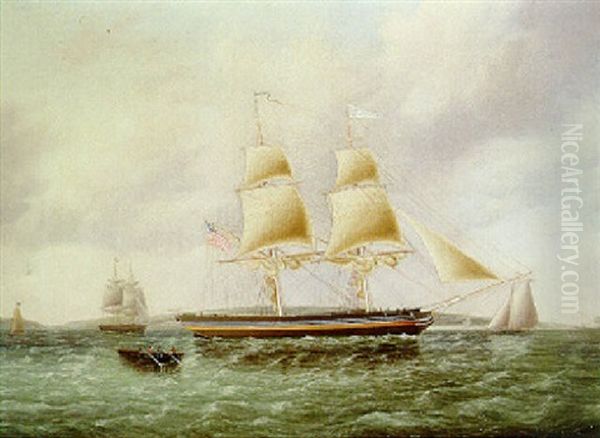 American Brig Off New York Oil Painting by James Edward Buttersworth