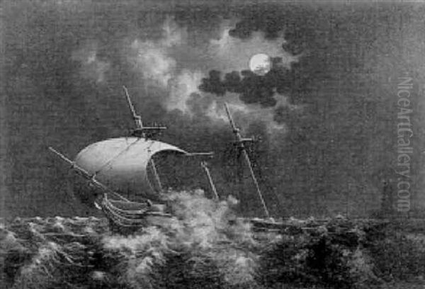 In The Midst Of The Storm Oil Painting by Thomas Buttersworth