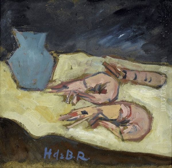 Stillleben Mit Crevetten Und Blauem Krug Oil Painting by Henry De Buys Roessingh