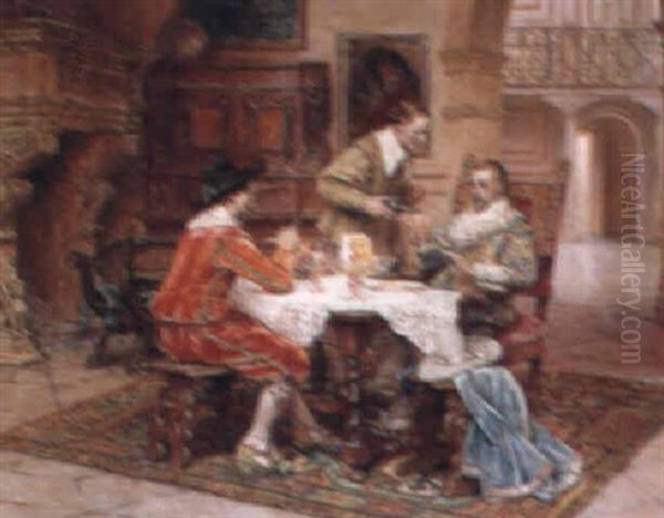 Flirtation At The Watering Hole Oil Painting by Louis Simon Cabaillot Lassalle