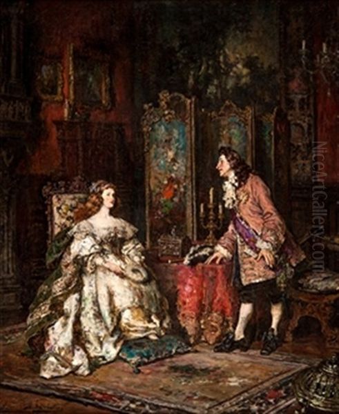 La Visita Oil Painting by Maximo Juderias Caballero