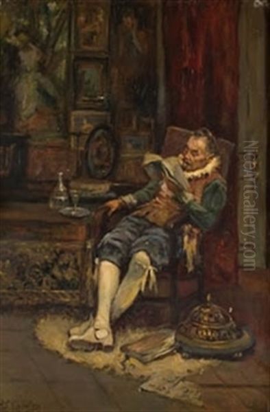 La Lectura Oil Painting by Maximo Juderias Caballero