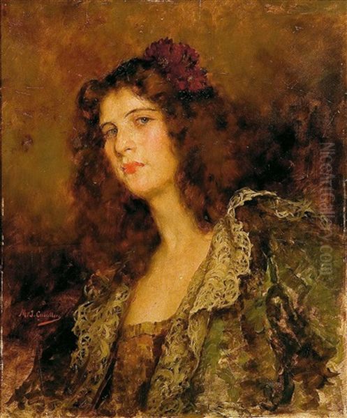 La Modelo Oil Painting by Maximo Juderias Caballero