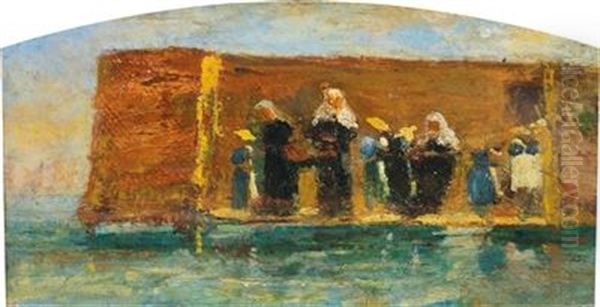 Monache Al Bagno Oil Painting by Vincenzo Cabianca